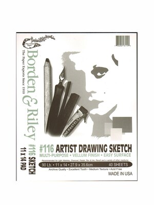 Borden  And  Riley #116 Artist Drawing/Sketch Vellum Pads 11 In. X 14 In. 40 Sheets Cloth Bound (116P111440)