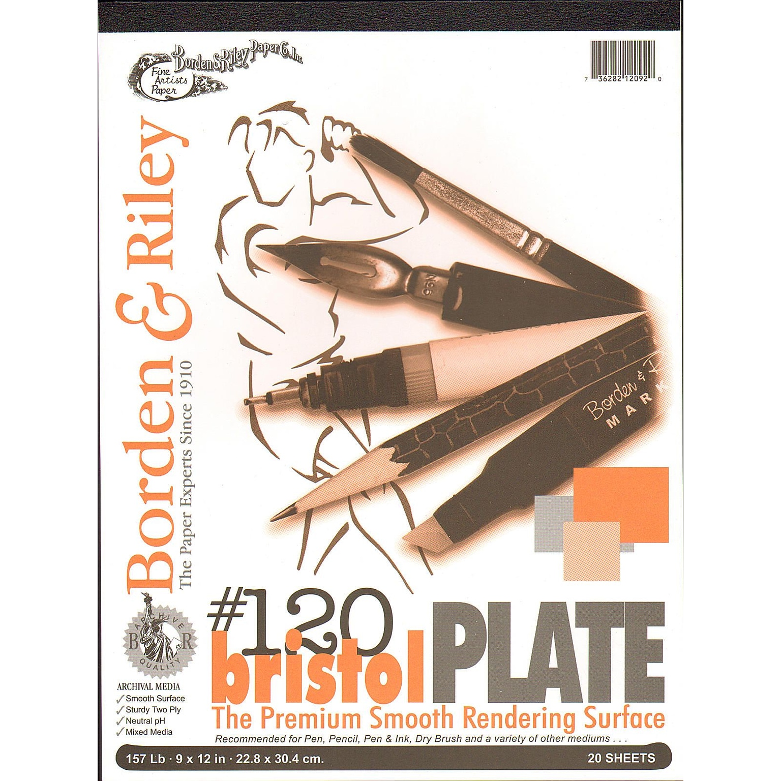 Borden & Riley 12 x 9 Bristol Sketch Pad (51164)