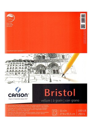 Canson Foundation Bristol Pads, Vellum, 11 In. x 14 In., Pack Of 2 (2PK-100511018)