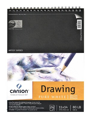 Canson 11 x 14 Wire Bound Drawing Sketch Pad, 24 Sheets/Pad (40236)
