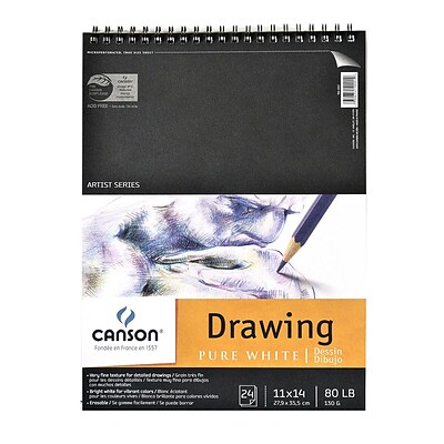 Canson Pure White Drawing Pads, 11 In. x 14 In., Pack Of 2 (2PK-100510891)