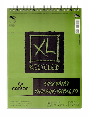 Canson XL Recycled 11 x 14 Wire Bound Drawing Sketch Pad, 60 Sheets/Pad (96474)