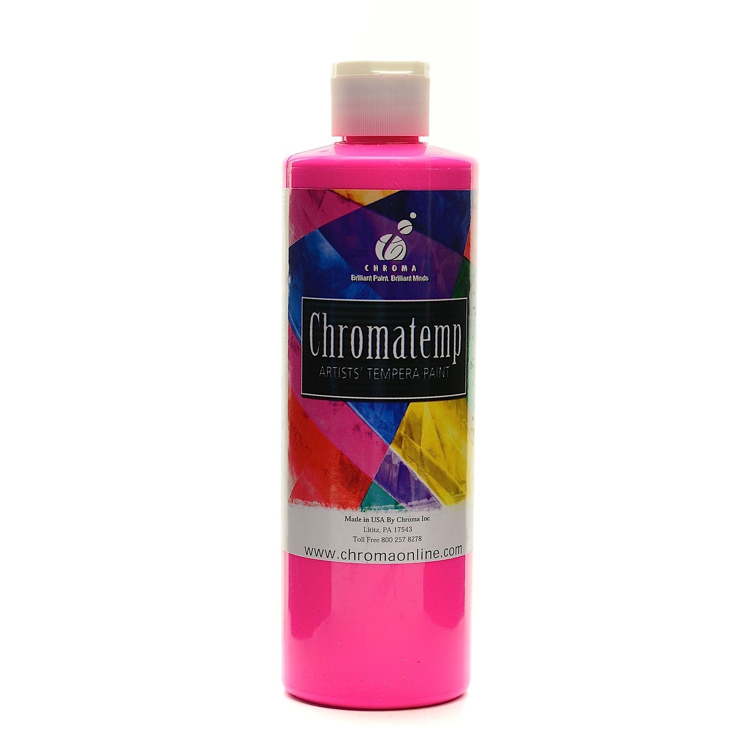 Chroma Inc. Chromatemp Artists Tempera Paint Fluorescent Pink (Violet) 16.9 Oz. [Pack Of 3] (3PK-2418)