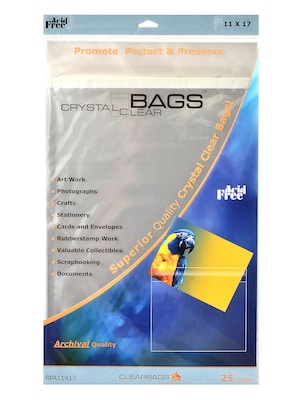 Clearbags Crystal Clear Photography  And  Art Bags 11 In. X 17 In. Pack Of 25 (RPA11x17)