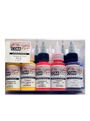 Com-Art Opaque And Transparent Airbrush Color Kit Set Of 10 (8-100-7)