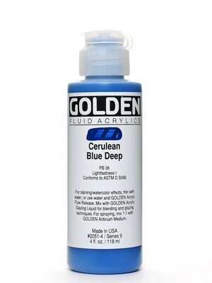 Golden Fluid Acrylics Cerulean Blue Deep 4 Oz. (2051-4)