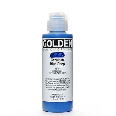 Golden Fluid Acrylics Cerulean Blue Deep 4 Oz. (2051-4)