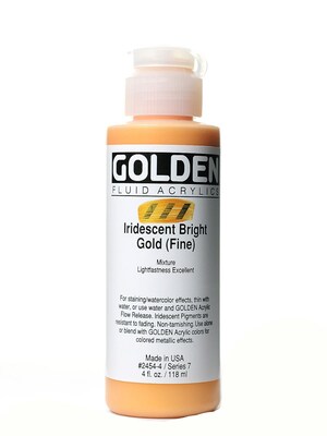 Golden Fluid Acrylics Iridescent Bright Gold Fine 4 Oz. (2454-4)