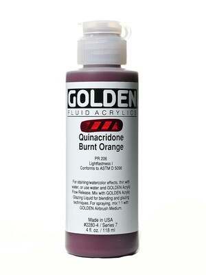 Golden Fluid Acrylics Quinacridone Burnt Orange 4 Oz. (2280-4)