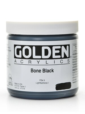 Golden Heavy Body Acrylics Bone Black 16 Oz. (1010-6)
