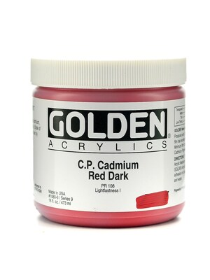 Golden Heavy Body Acrylics Cadmium Red Dark (Cp) 16 Oz. (1080-6)