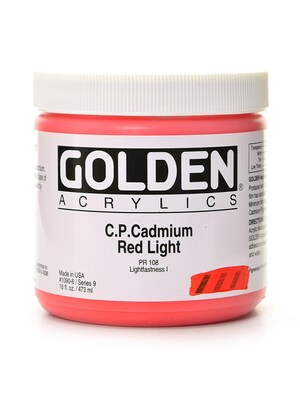 Golden Heavy Body Acrylics Cadmium Red Light (Cp) 16 Oz. (1090-6)