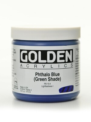 Golden Heavy Body Acrylics Phthalo Blue/Green Shade 16 Oz. (1255-6)
