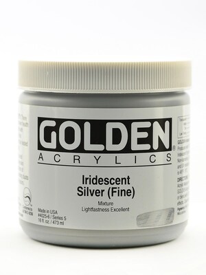 Golden Iridescent And Interference Acrylic Paints Iridescent Silver Fine 16 Oz. (4025-6)