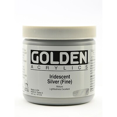 Golden Iridescent And Interference Acrylic Paints Iridescent Silver Fine 16 Oz. (4025-6)