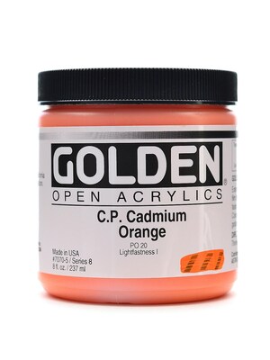 Golden Open Acrylic Colors Cadmium Orange (Cp) 8 Oz. Jar (7070-5)