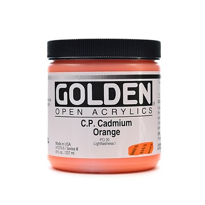 Golden Open Acrylic Colors Cadmium Orange (Cp) 8 Oz. Jar (7070-5)