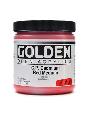 Golden Open Acrylic Colors Cadmium Red Medium (Cp) 8 Oz. Jar (7100-5)