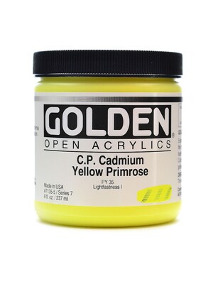 Golden Open Acrylic Colors Cadmium Yellow Primrose (Cp) 8 Oz. Jar (7135-5)