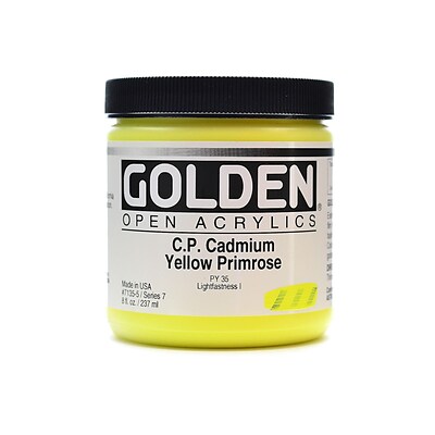 Golden Open Acrylic Colors Cadmium Yellow Primrose (Cp) 8 Oz. Jar (7135-5)