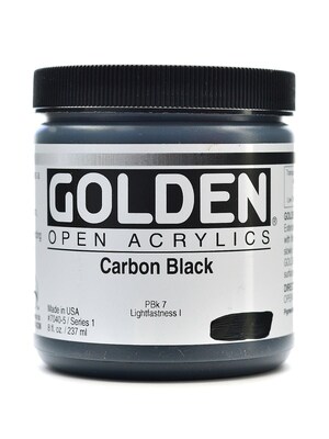 Golden Open Acrylic Colors Carbon Black 8 Oz. Jar (7040-5)