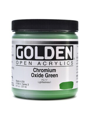 Golden Open Acrylic Colors Chromium Oxide Green 8 Oz. Jar (7060-5)