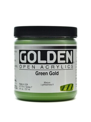 Golden Open Acrylic Colors Green Gold 8 Oz. Jar (7170-5)