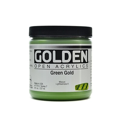 Golden Open Acrylic Colors Green Gold 8 Oz. Jar (7170-5)