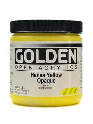 Golden Open Acrylic Colors Hansa Yellow Opaque 8 Oz. Jar (7191-5)