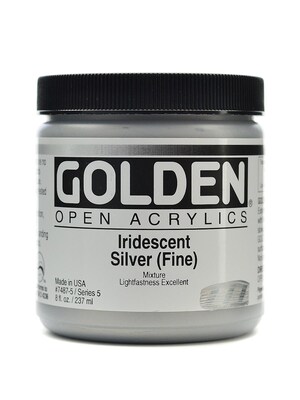 Golden Open Acrylic Colors Iridescent Silver (Fine) 8 Oz. Jar (7487-5)