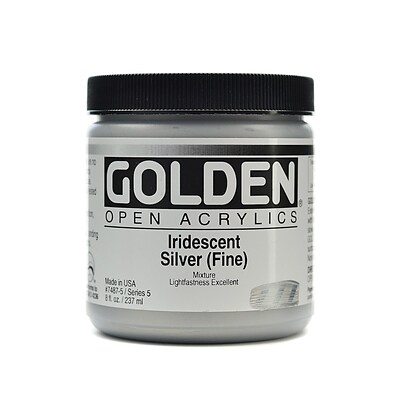Golden Open Acrylic Colors Iridescent Silver (Fine) 8 Oz. Jar (7487-5)