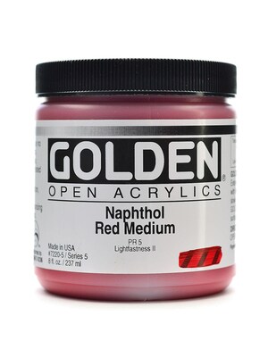 Golden Open Acrylic Colors Naphthol Red Medium 8 Oz. Jar (7220-5)