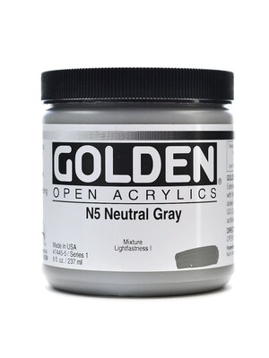 Golden Open Acrylic Colors Neutral Gray N5 8 Oz. Jar (7445-5)