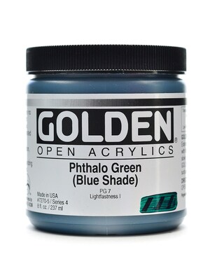 Golden Open Acrylic Colors Phthalo Green (Blue Shade) 8 Oz. Jar (7270-5)