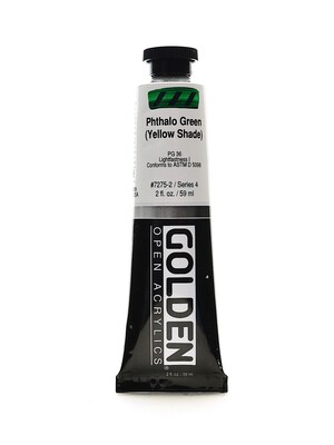 Golden Open Acrylic Colors Phthalo Green (Yellow Shade) 2 Oz. Tube [Pack Of 2] (2PK-7275-2)