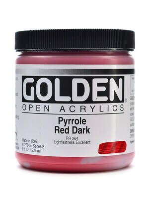 Golden Open Acrylic Colors Pyrrole Red Dark 8 Oz. Jar (7278-5)