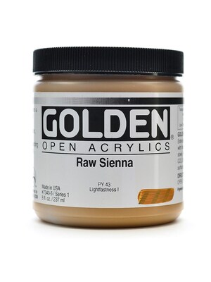 Golden Open Acrylic Colors Raw Sienna 8 Oz. Jar (7340-5)