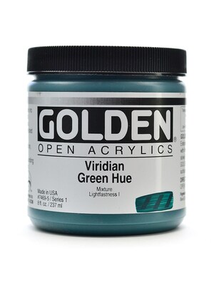 Golden Open Acrylic Colors Viridian Green Hue 8 Oz. Jar (7469-5)