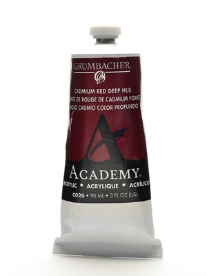 Grumbacher Academy Acrylic Paint Colors Cadmium Red Deep Hue 3 Oz. (90 Ml) [Pack Of 3] (3PK-C026)