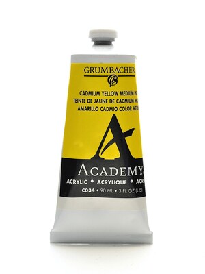 Grumbacher Academy Acrylic Colors Cadmium Yellow Medium Hue 3 Oz. (90 Ml) [Pack Of 3] (3PK-C034)