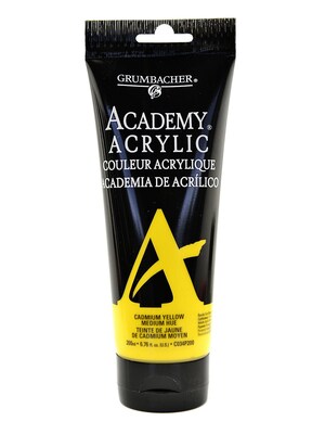 Grumbacher Academy Acrylic Paint Colors Cadmium Yellow Paint Medium Hue 6.8 Oz. (200 Ml) [Pack Of 2] (2PK-C034P200)