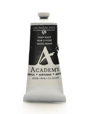 Grumbacher Academy Acrylic Colors Ivory Black 3 Oz. (90 Ml) [Pack Of 3] (3PK-C115)