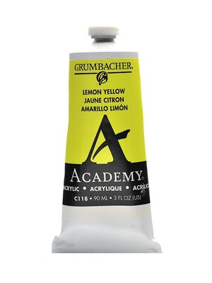 Grumbacher Academy Acrylic Colors Lemon Yellow 3 Oz. (90 Ml) [Pack Of 3] (3PK-C118)
