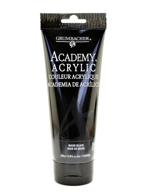 Grumbacher Academy Acrylic Paint Colors Mars Black 6.8 Oz. (200 Ml) [Pack Of 2] (2PK-C134P200)