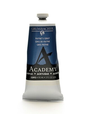 Grumbacher Academy Acrylic Paint Colors PayneS Gray 3 Oz. (90 Ml) [Pack Of 3] (3PK-C092)