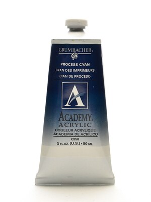 Grumbacher Academy Acrylic Colors Process Cyan 3 Oz. (90 Ml) [Pack Of 3] (3PK-C258)