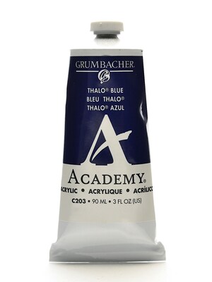 Grumbacher Academy Acrylic Paint Colors Thalo Blue 3 Oz. (90 Ml) [Pack Of 3] (3PK-C203)