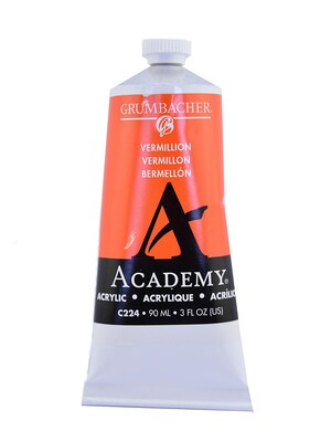 Grumbacher Academy Acrylic Paint Colors Vermillion 3 Oz. (90 Ml) [Pack Of 3] (3PK-C224)