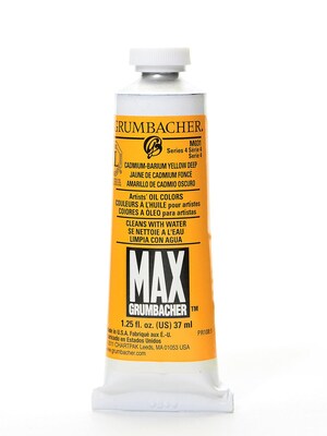 Grumbacher Max Water Miscible Oil Colors Cadmium Barium Yellow Deep 1.25 Oz. (M031)