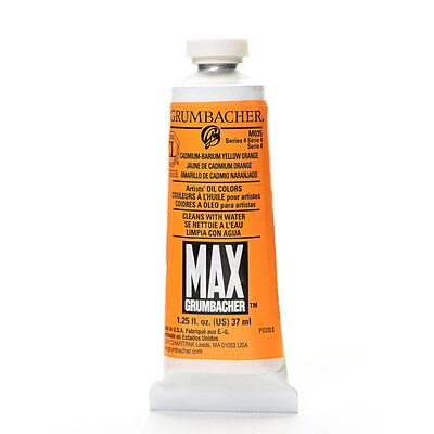 Grumbacher Max Water Miscible Oil Colors Cadmium Barium Yellow Orange 1.25 Oz. (M035)